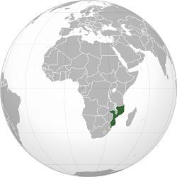 Locator map for Mozambique